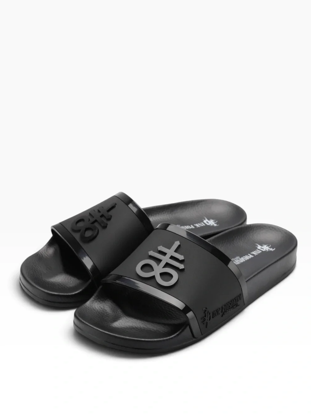 INK POISONING MENS LEVIATHAN BLACK SLIDES GOTHIC LIMITED EDITION MENS SIZE 12